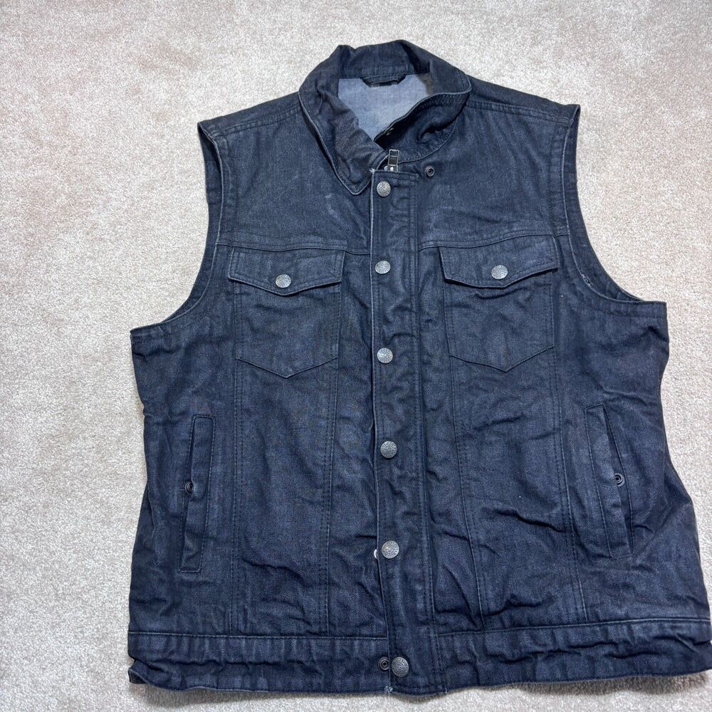 First MFG Co Men's Rook Heavy Denim Vest Concealed Carry Pockets CCW Black XXL